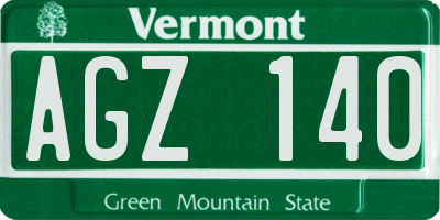 VT license plate AGZ140