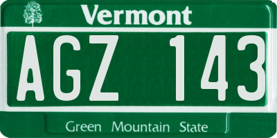 VT license plate AGZ143