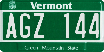 VT license plate AGZ144