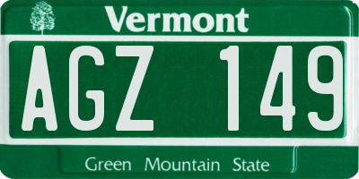 VT license plate AGZ149