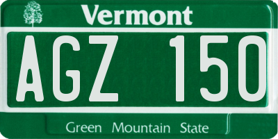 VT license plate AGZ150