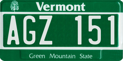 VT license plate AGZ151