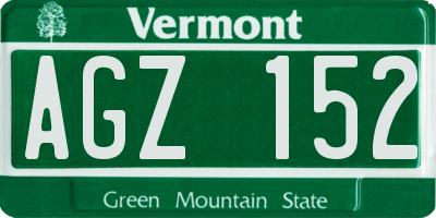 VT license plate AGZ152