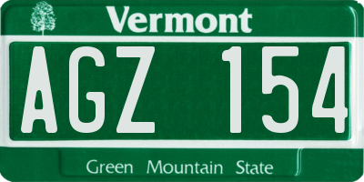 VT license plate AGZ154