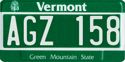 VT license plate AGZ158