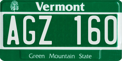 VT license plate AGZ160