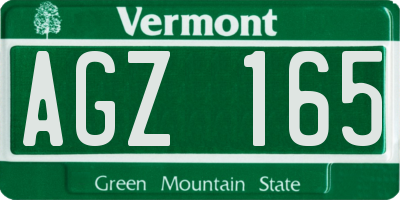 VT license plate AGZ165