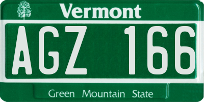 VT license plate AGZ166