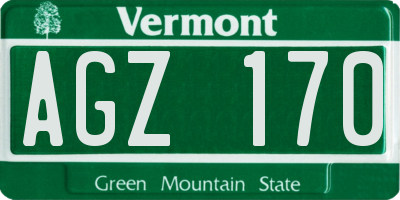 VT license plate AGZ170