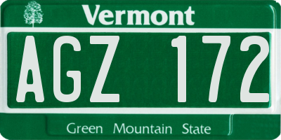 VT license plate AGZ172