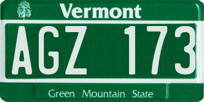 VT license plate AGZ173
