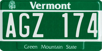 VT license plate AGZ174