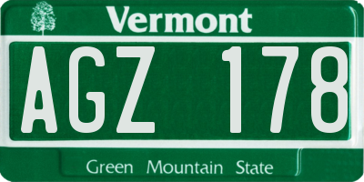 VT license plate AGZ178