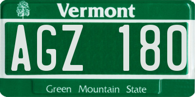 VT license plate AGZ180