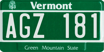 VT license plate AGZ181