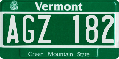 VT license plate AGZ182