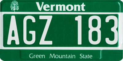 VT license plate AGZ183