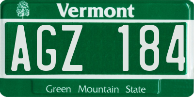 VT license plate AGZ184