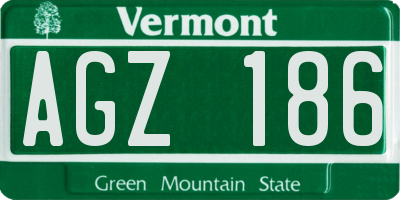 VT license plate AGZ186