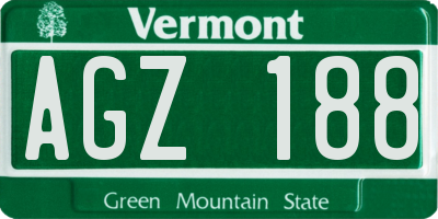 VT license plate AGZ188