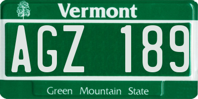 VT license plate AGZ189