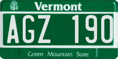 VT license plate AGZ190