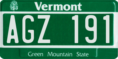 VT license plate AGZ191