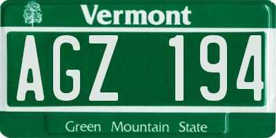 VT license plate AGZ194