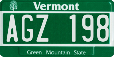VT license plate AGZ198