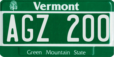 VT license plate AGZ200