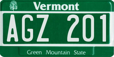 VT license plate AGZ201