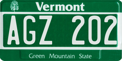 VT license plate AGZ202