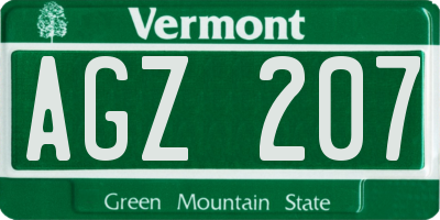 VT license plate AGZ207