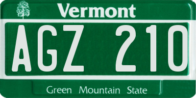 VT license plate AGZ210
