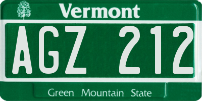VT license plate AGZ212