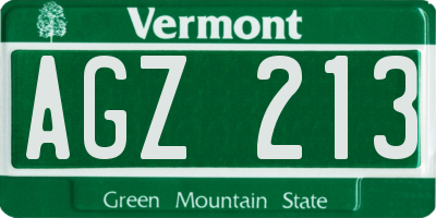 VT license plate AGZ213