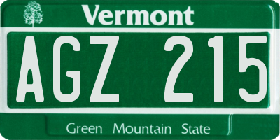 VT license plate AGZ215