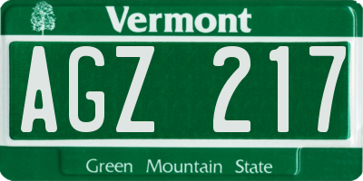 VT license plate AGZ217