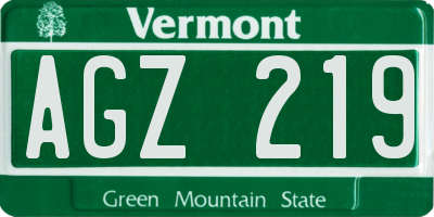 VT license plate AGZ219