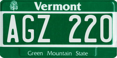 VT license plate AGZ220