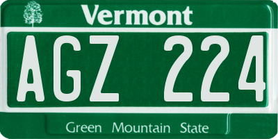 VT license plate AGZ224