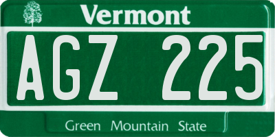 VT license plate AGZ225