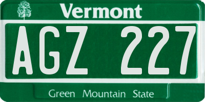 VT license plate AGZ227