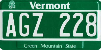 VT license plate AGZ228