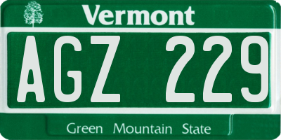 VT license plate AGZ229