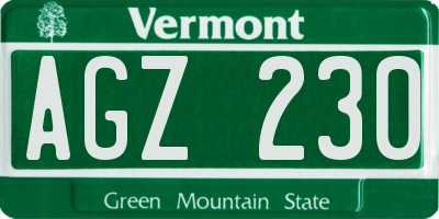 VT license plate AGZ230