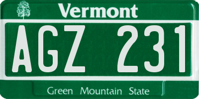 VT license plate AGZ231