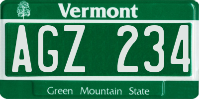 VT license plate AGZ234