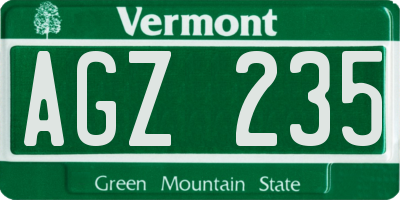 VT license plate AGZ235