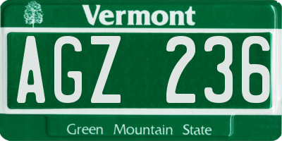 VT license plate AGZ236